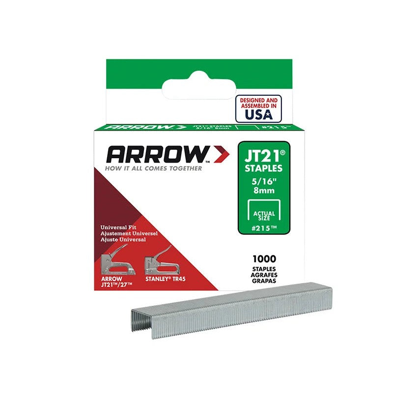 Arrow JT21 T27 Staples 8mm ( 5/16in) (Box 5000) - A215