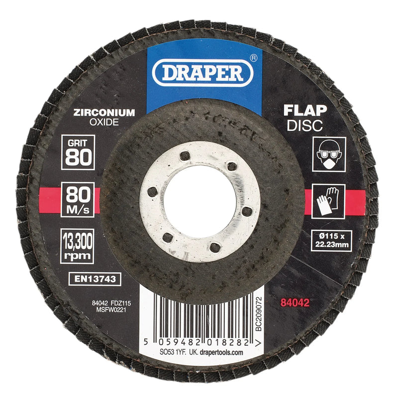 Draper Zirconium Oxide Flap Disc 115mm 80 Grit