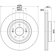 DON 2 x Internally Vented Front Brake Discs PCD20572