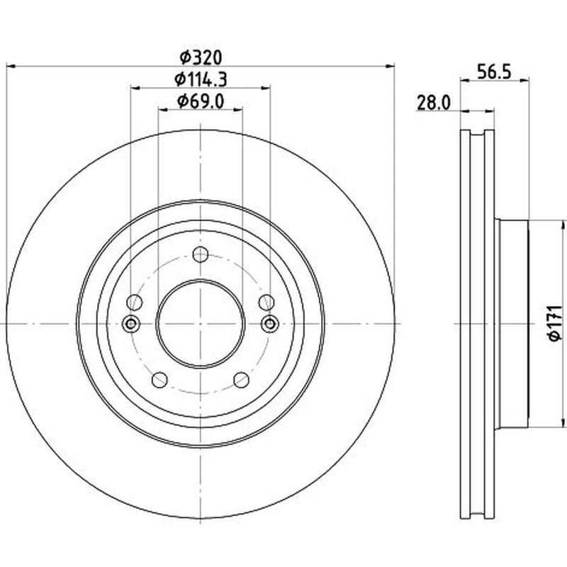 DON 2 x Internally Vented Front Brake Discs PCD20572