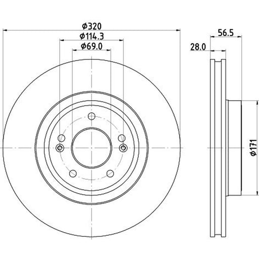 DON 2 x Internally Vented Front Brake Discs PCD20572