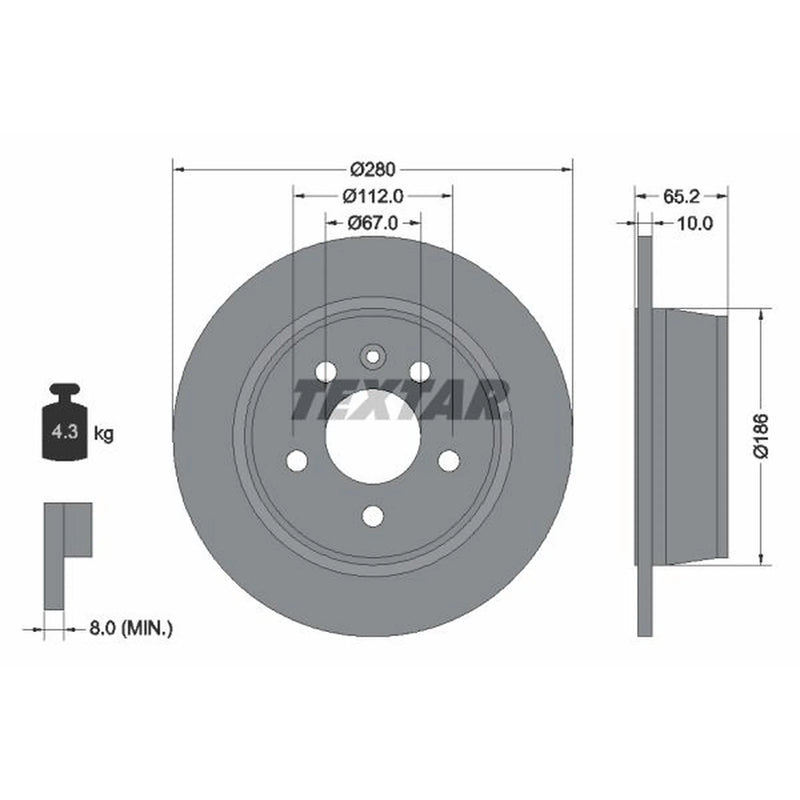 Textar 2 x Solid Rear Brake Discs 92074503