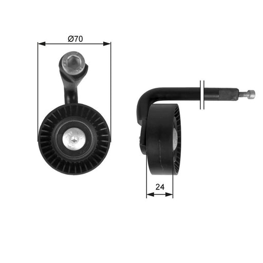 Gates V-Ribbed Belt Tensioner Pulley 70mm OD Wide T39020