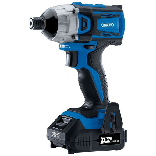 Draper D20 20V Brushless Impact Driver, 1/4" Hex, 180Nm, 2 x 2.0Ah Batteries, 1 Draper  - Town Parts