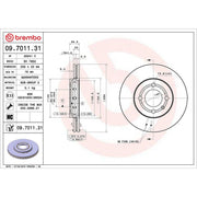 Brembo 2 x Internally Vented Front Brake Discs 09.7011.31
