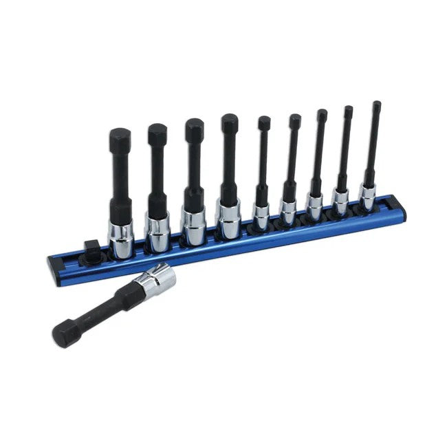 Laser Tools Reduced Shank Hex Socket Bit Set 1/4"D & 3/8"D 10pc - PL