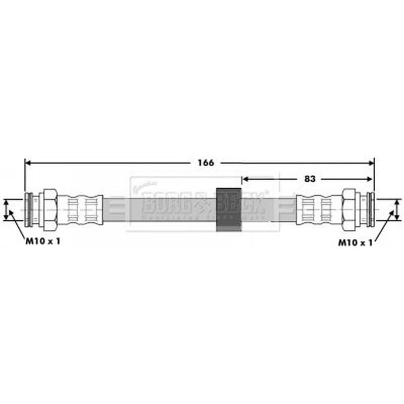 Borg & Beck Brake Hydraulic Hose Line Rear Left BBH6707