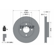 Textar 2 x Vented Front Brake Discs 92096203