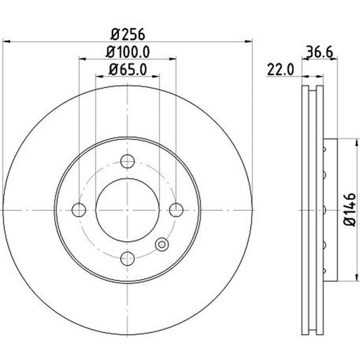Mintex 2 x Externally Vented Front Brake Discs MDC2364