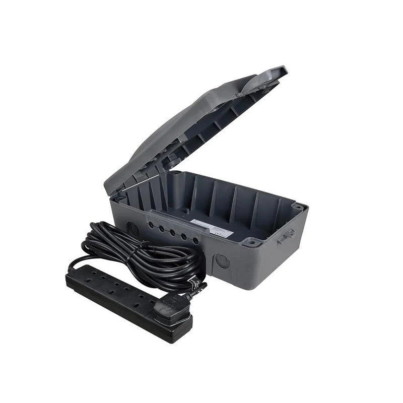 Masterplug Weatherproof Box with 10m 240V 4-Way Bar - WBXBFG10B-MP