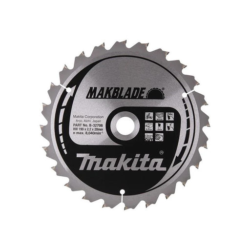 Makita B-32708 MAKBLADE Mitre Saw Blade 190 x 20mm x 24T - B-32708