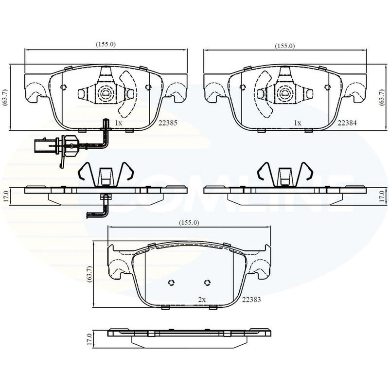 Comline 4 x Front Brake Pad Set CBP12352