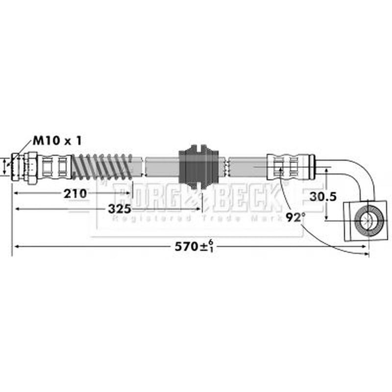 Borg & Beck Brake Hydraulic Hose Line Front Right BBH7070