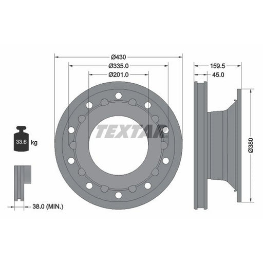 Textar 2 x Internally Vented Brake Discs 93127100