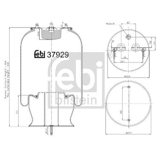 Febi Air Suspension Bellow 247mm Front 37929