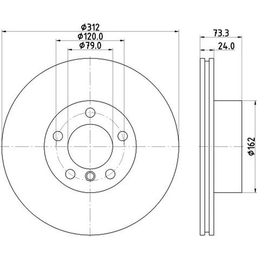 DON 2 x Internally Vented Front Brake Discs PCD16922