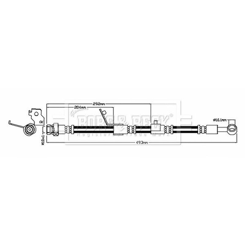 Borg & Beck Brake Hydraulic Hose Line Front Right BBH8774