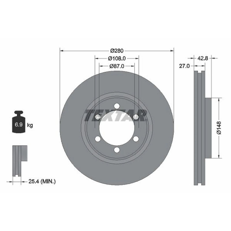 Textar 2 x Front Brake Discs 92136503