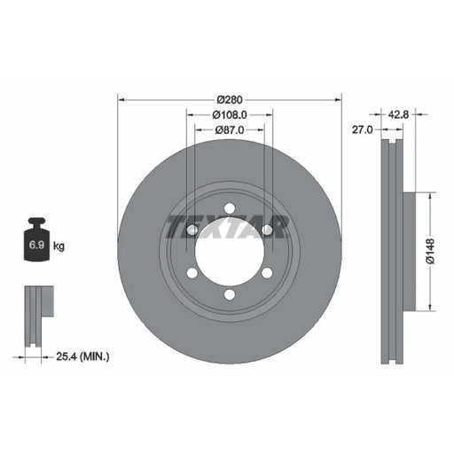 Textar 2 x Front Brake Discs 92136503