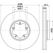 Mintex 2 x Front Brake Discs MDC3002C