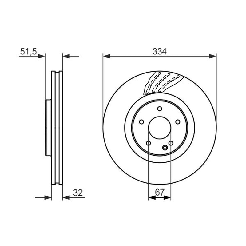 Bosch 2 x Front Brake Discs 0 986 479 650