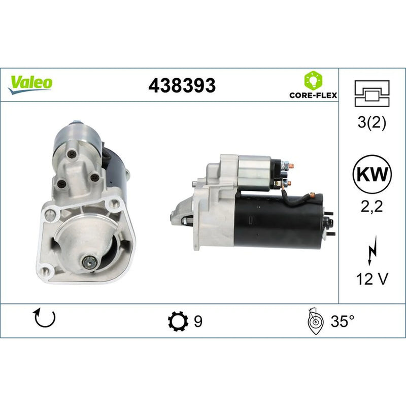 Valeo Starter Motor 12V 2.2kW 9 Teeth 438393