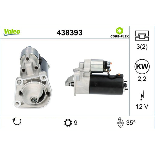 Valeo Starter Motor 12V 2.2kW 9 Teeth 438393