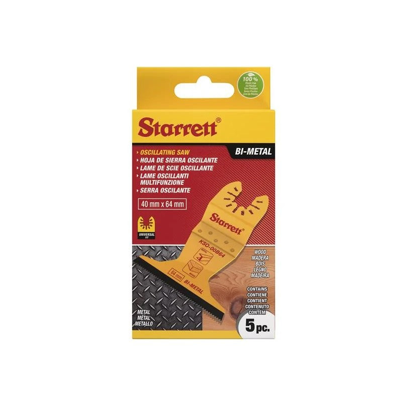 Starrett KSO-00B64-5 Flat-sided Bi-metal Oscillating Blade 40 x 64mm x 18 TPI