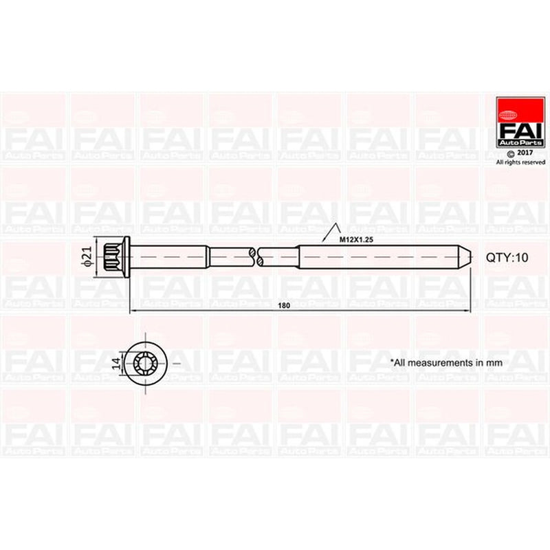 FAI Cylinder Head Bolt Set M12 x 1.5 B2111