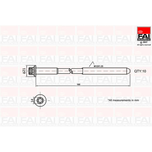 FAI Cylinder Head Bolt Set M12 x 1.5 B2111