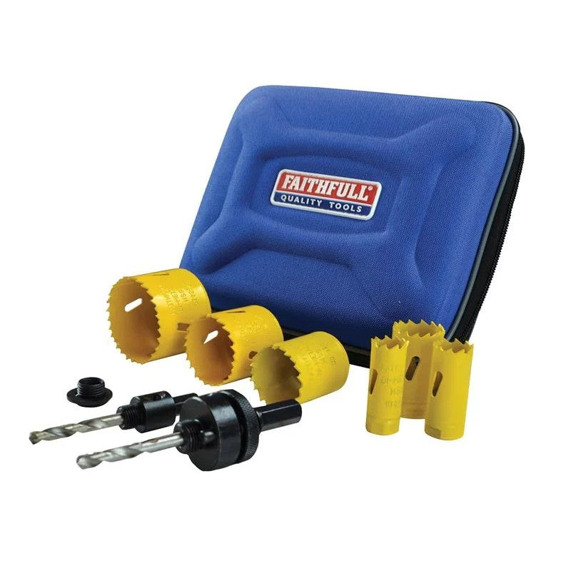 Faithfull Universal Varipitch Holesaw Electrician's Kit, 9 Piece 16-51mm