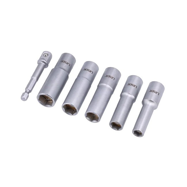 Laser Tools Deep Magnetic Sockets Set with Power Bit Adaptor 3/8"D 6pc - PL