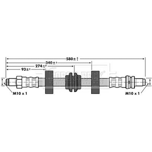 Borg & Beck Brake Hydraulic Hose Line Rear Left BBH6597