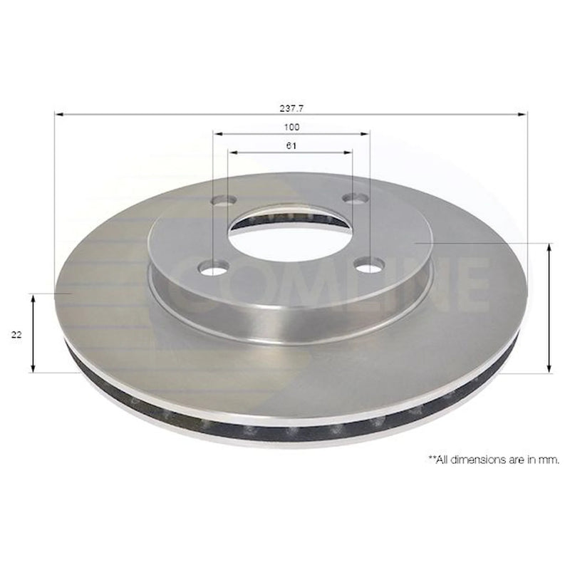 Comline 2 x Front Brake Discs ADC0292V
