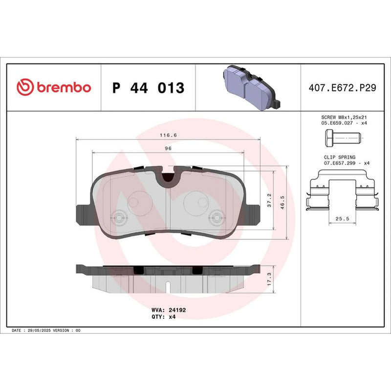 Brembo Rear Brake Pad Set P44013