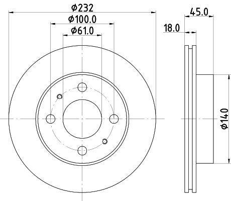 MINTEX Brake Disc Front Internally Vented 232mm Outer Diameter For Nissan Almera MINTEX - Town Parts