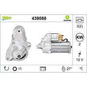 Valeo Starter Motor 12V 2kW 11 Teeth 438088