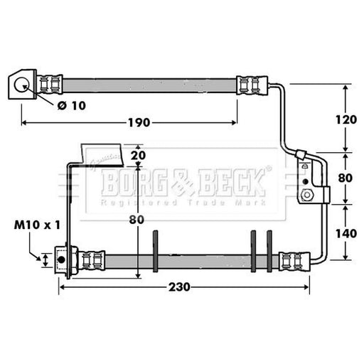 Borg & Beck Brake Hydraulic Hose Line Rear Right BBH7416