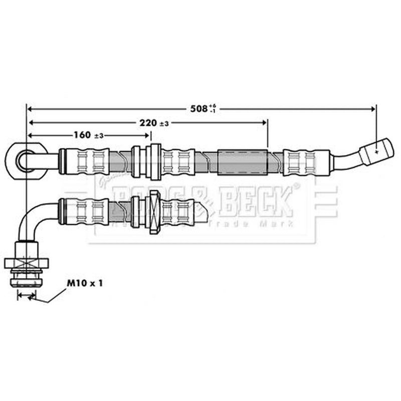 Borg & Beck Brake Hydraulic Hose Line BBH7211