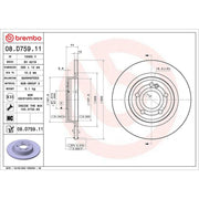 Brembo 2 x Solid Rear Brake Discs 08.D759.11