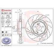 Brembo 2 x Aluminium Rear Brake Disc Hub Brake Discs 09.D411.33