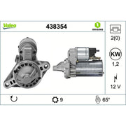 Valeo Starter Motor 12V 1.2kW 9 Teeth 438354
