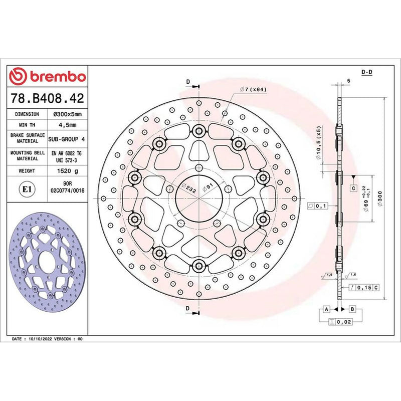 Brembo 2 x Floating Front Brake Disc Brake Discs 78B40842