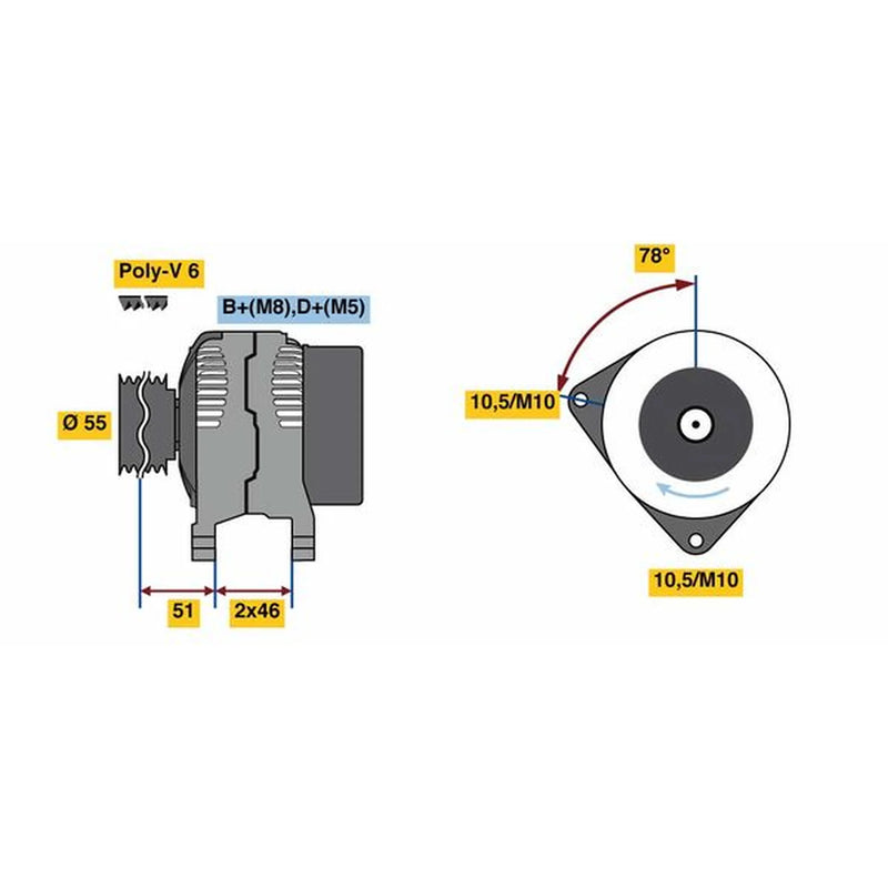 Bosch Car Alternator 12V 0 986 080 530
