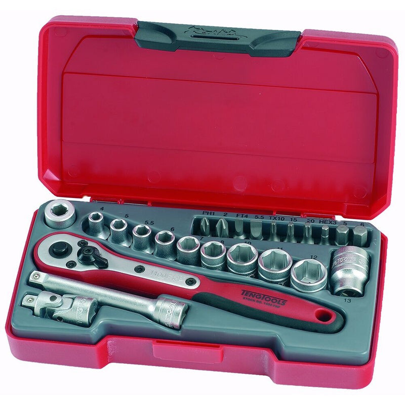 Teng Tools Socket Set 1/4" Drive 24 Pieces