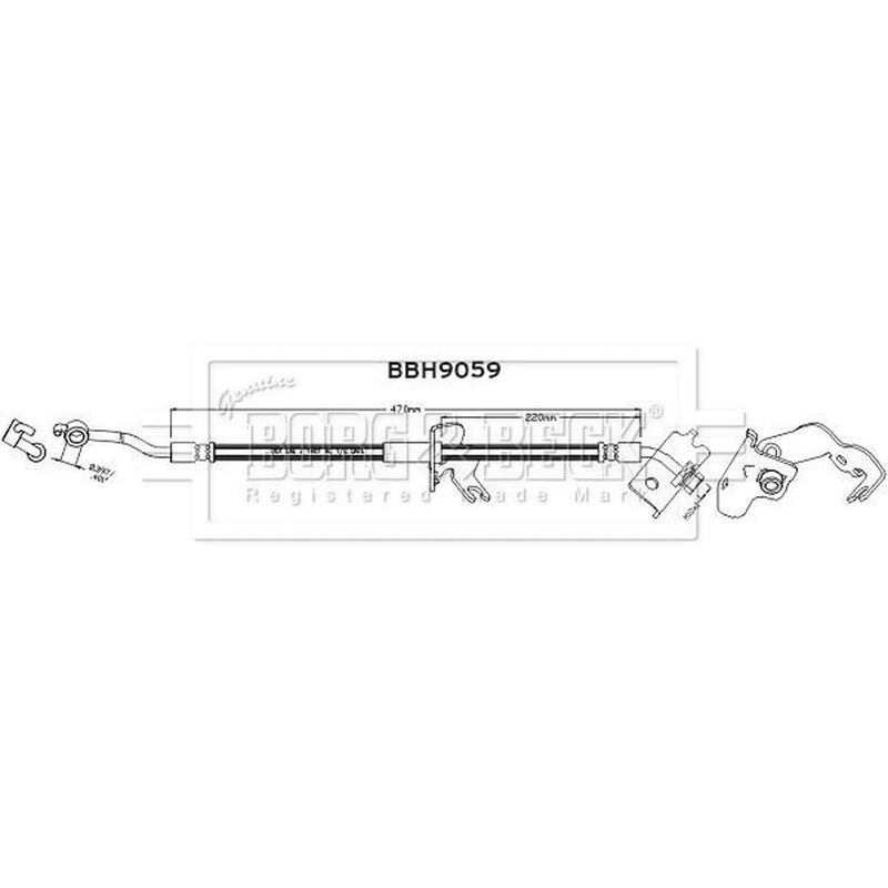 Borg & Beck Brake Hydraulic Hose Line Front Right BBH9059