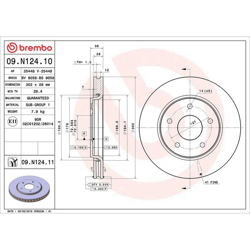 Brembo 2 x Front Brake Discs 09.N124.11