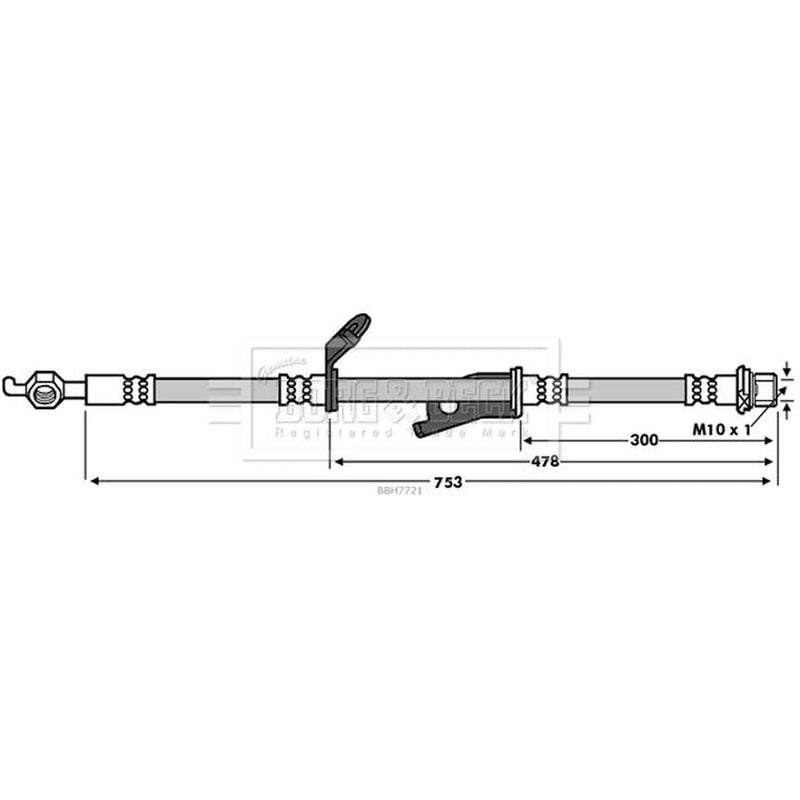 Borg & Beck Brake Hydraulic Hose Line Front Left BBH7721