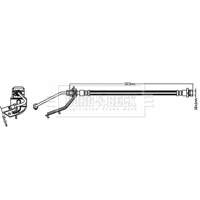 Borg & Beck Brake Hydraulic Hose Line Right BBH8287