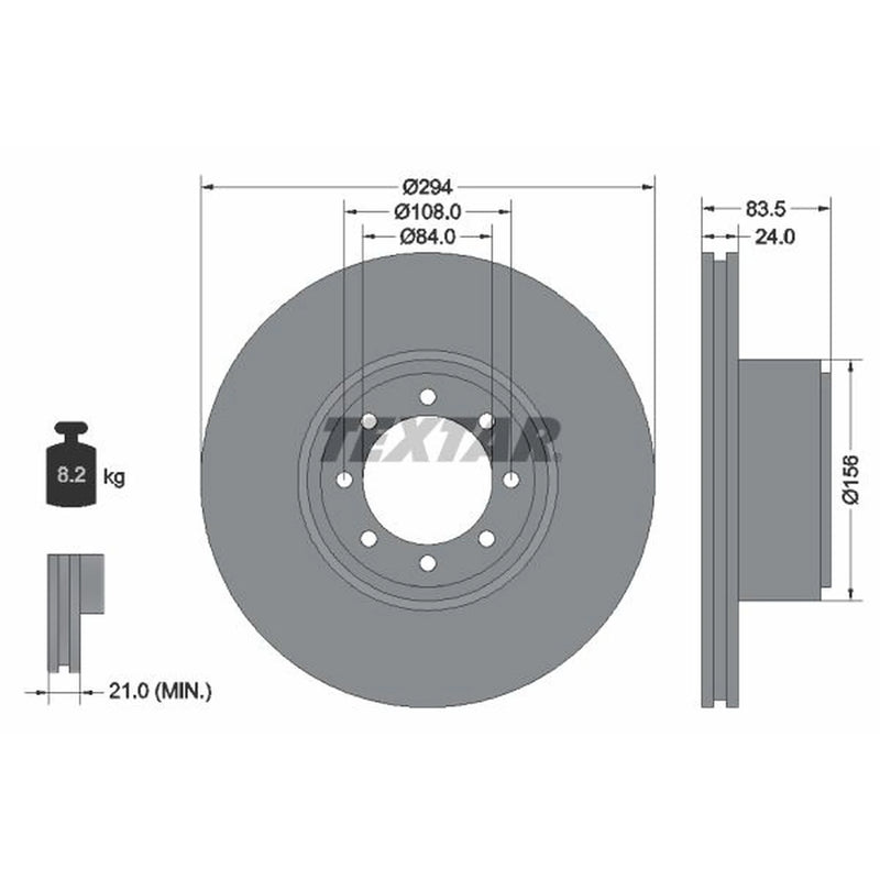 Textar 2 x Vented Rear Brake Discs 93175300